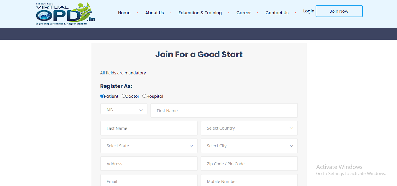 Virtual ODP via video call - website , software and mobile app